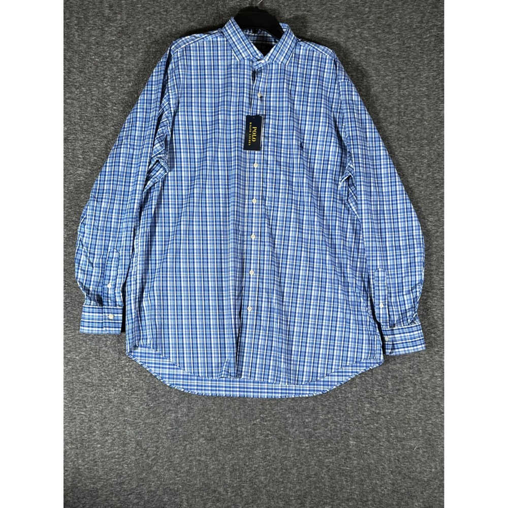 Polo Ralph Lauren Performance Plaid Button Down Shirt Mens XLT Blue White New